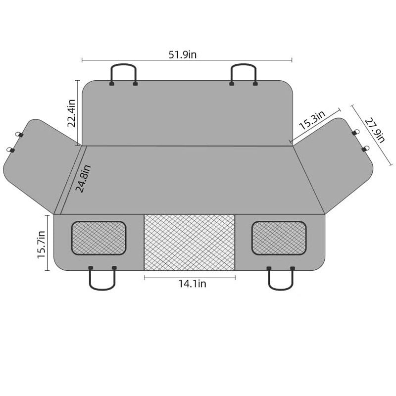 Pet Car Mat for Rear Seats with Hard Board Bottom
